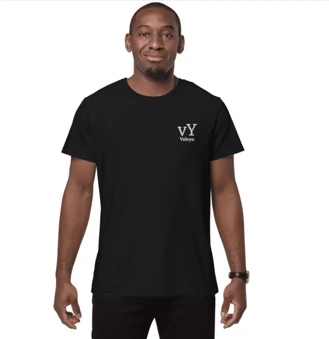 T-shirt Velvyn™:Logo VY Blanche sur Noir Brodé Velvyn