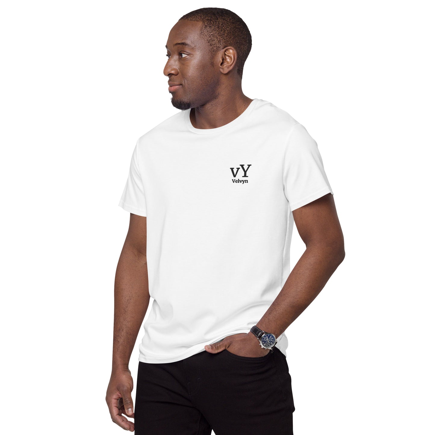 T-shirt Velvyn™:Logo VY Noire sur Blanc Brodé Velvyn