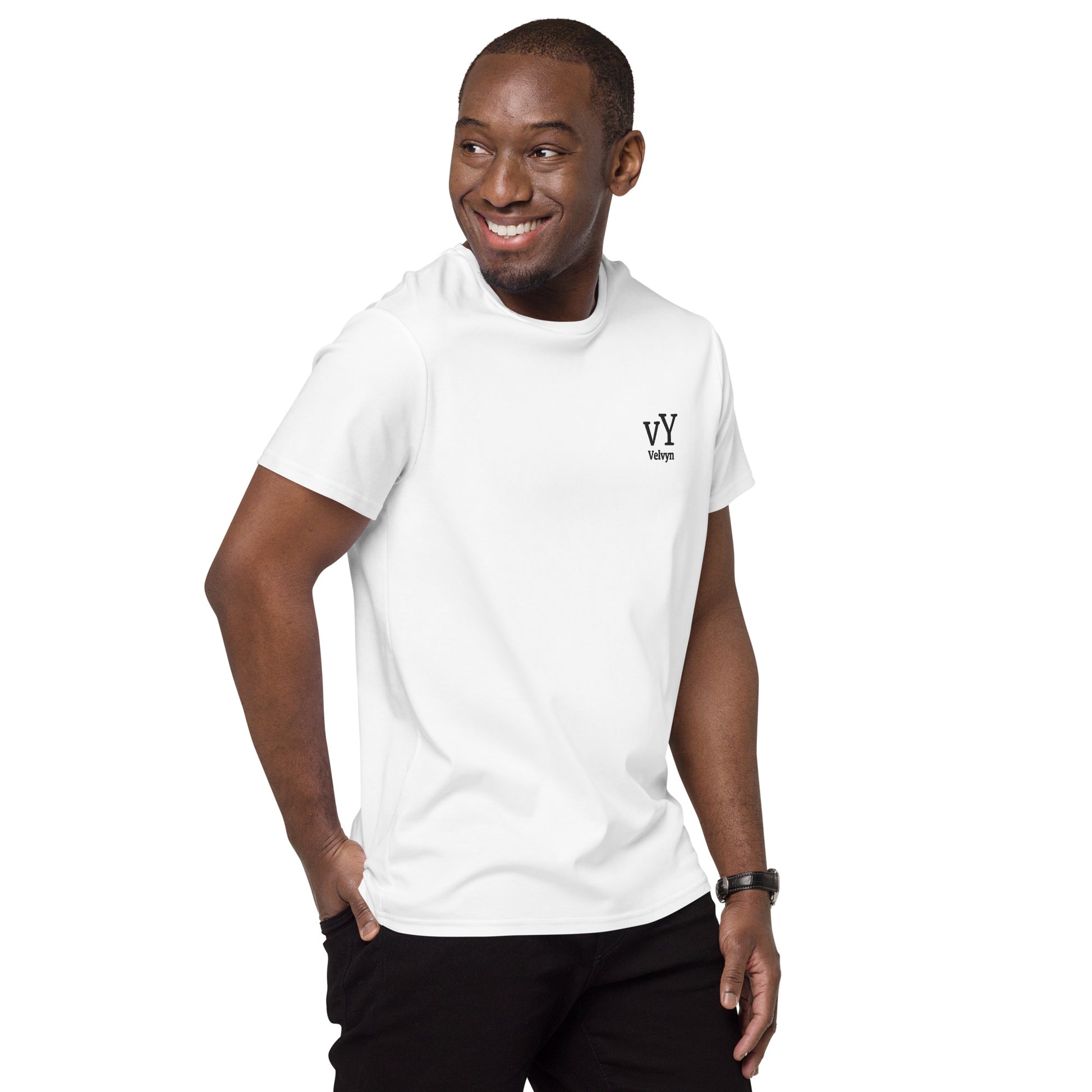 T-shirt Velvyn™:Logo VY Noire sur Blanc Brodé Velvyn